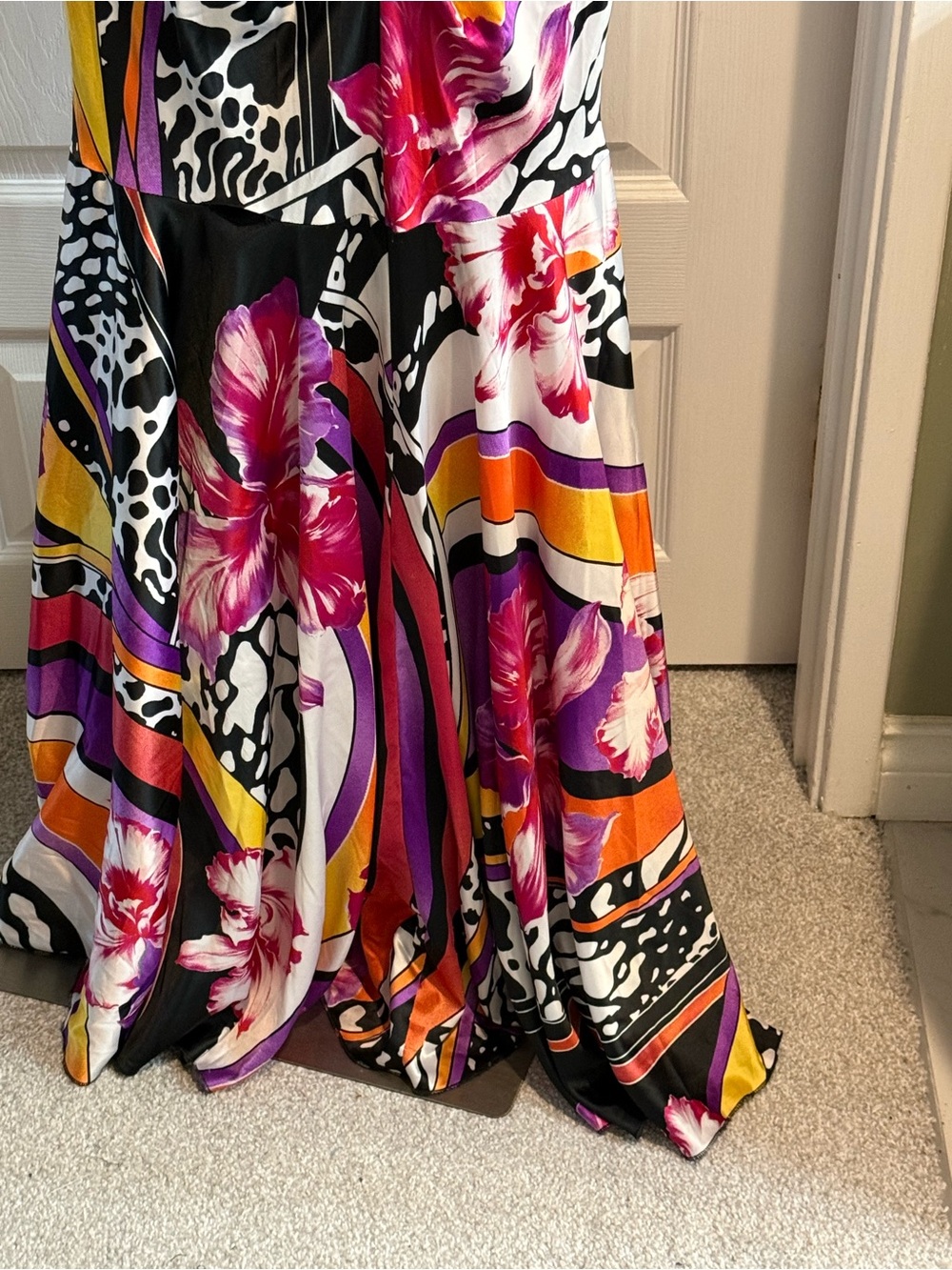 Vintage Y2K Cache Dress Size 6 Satin Floral Ruched Mermaid Maxi Event Formal - Picture 9 of 16